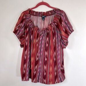 Chaps Denim Vintage Southwestern Aztec Women’s Size 3X Multi-Colored Peasant Top